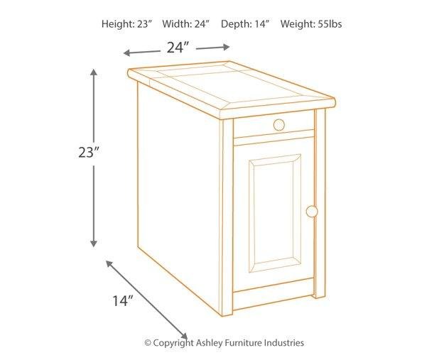 Tyler Creek Chairside End Table with USB Ports & Outlets - Zara Furniture (Kissimmee,FL)