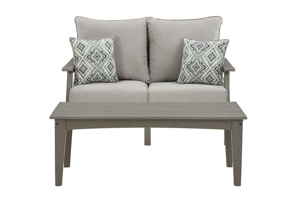 Visola Outdoor Loveseat and Coffee Table - Zara Furniture (Kissimmee,FL)