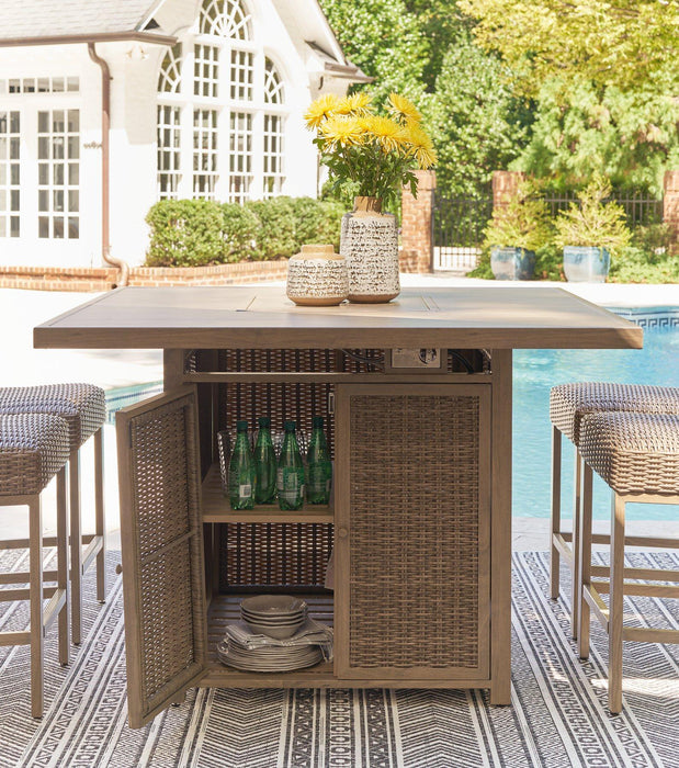 Walton Bridge Outdoor Bar Table with Fire Pit - Zara Furniture (Kissimmee,FL)