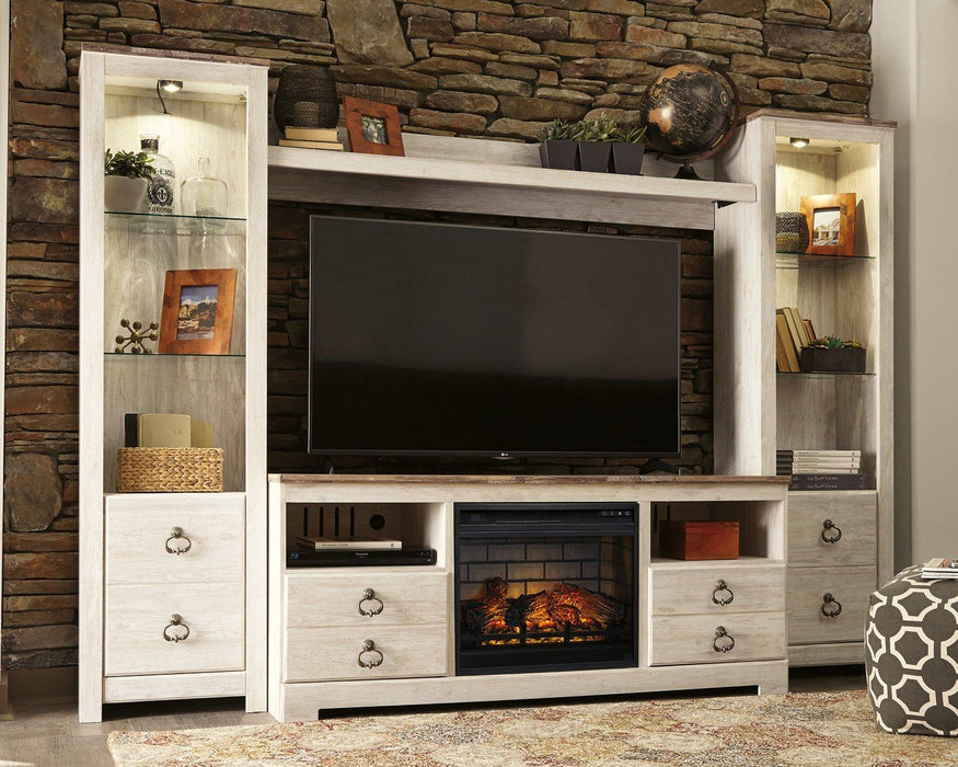 Willowton 4 - Piece Entertainment Center with Electric Fireplace - Zara Furniture (Kissimmee,FL)