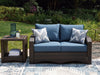 Windglow Outdoor Loveseat with Cushion - Zara Furniture (Kissimmee,FL)
