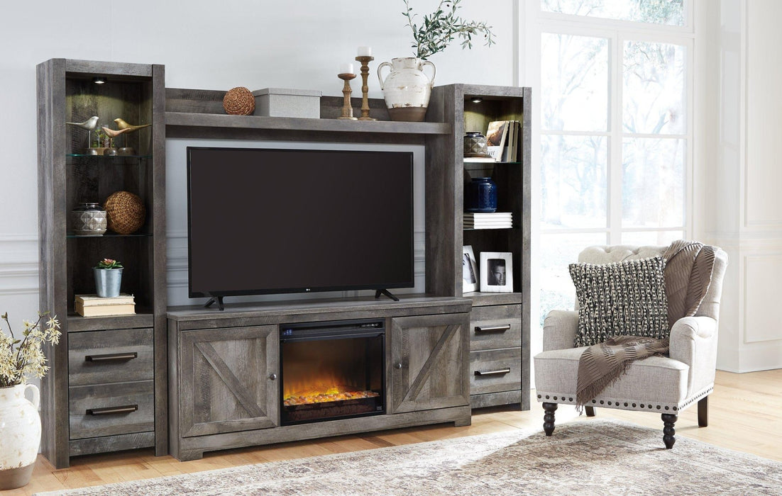 Wynnlow 4 - Piece Entertainment Center with Electric Fireplace - Zara Furniture (Kissimmee,FL)