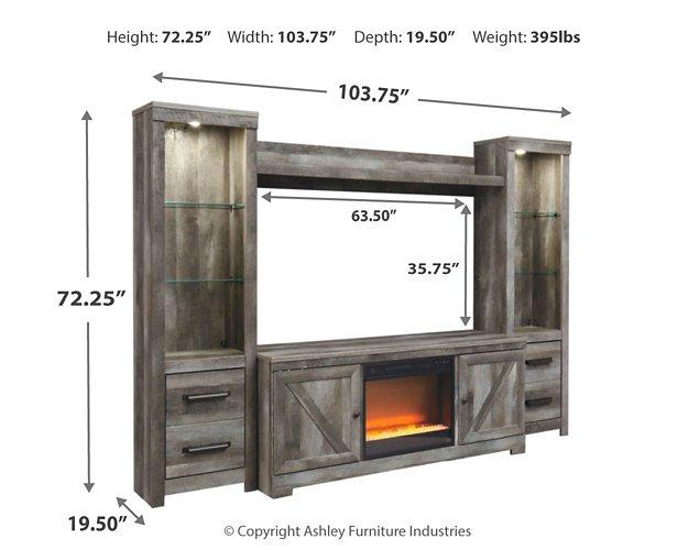 Wynnlow 4 - Piece Entertainment Center with Electric Fireplace - Zara Furniture (Kissimmee,FL)